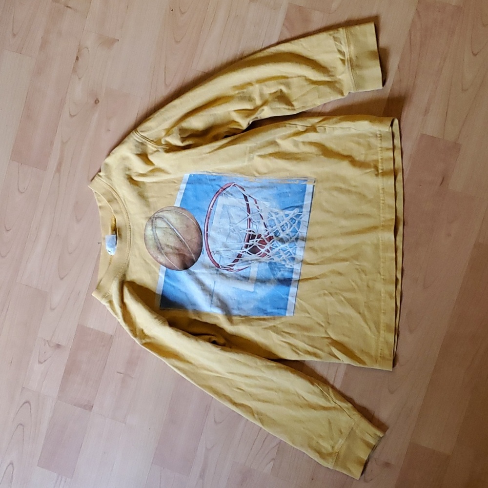 CWD Kids Basketball themed long sleeve boys mustard yellow shirt - size 7